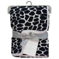 Living Textiles Velboa Animal Print Blanket Leopard Black